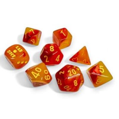 Gemini Gellow-Red/Yellow Luminary Polyhedral 7-Die Set (w/ bonus die)