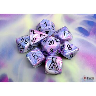 Festive Hydrangea/Black Polyhedral 7-Die Set (w/ bonus die)