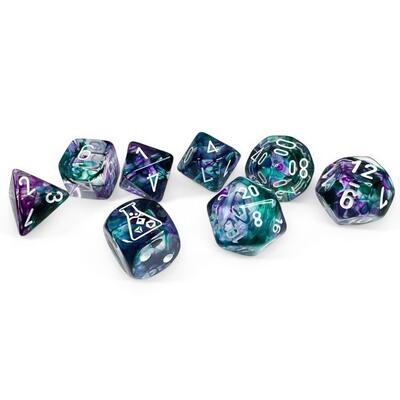 Nebula Flourite/White Polyhedral 7-Die Set (w/ bonus die)