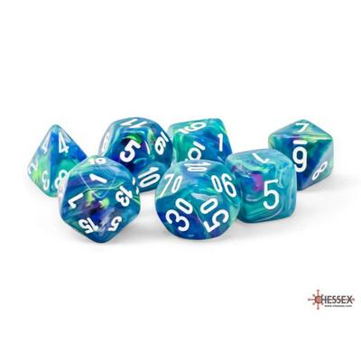 Festive Mega-Hedral Waterlily/White Polyhedral 7-Die Set