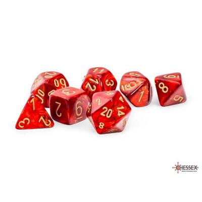 Scarab Mega-Hedral Scarlet/Gold Polyhedral 7-Die Set