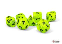 Vortex Mega-Hedral Bright Green/Black Polyhedral 7-Die Set