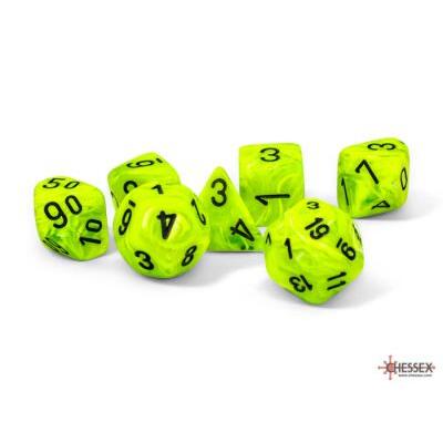 Vortex Mega-Hedral Bright Green/Black Polyhedral 7-Die Set