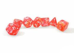 Festive Dahlia/white Luminary Polyhedral 7-Dice Set