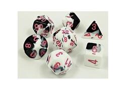 Gemini Black-White/pink Polyhedral 7-Dice Set