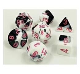 Gemini Black-White/pink Polyhedral 7-Dice Set