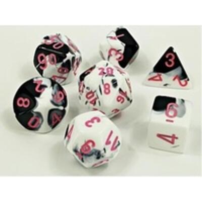 Gemini Black-White/pink Polyhedral 7-Dice Set